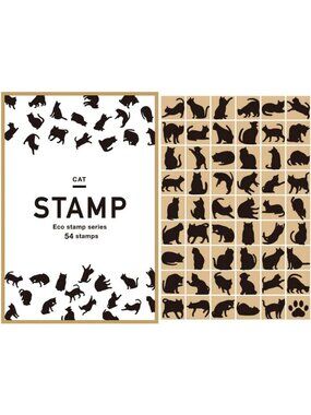 54-Piece Cat Design Wood Rubber Stamp Set for DIY Crafting, Scrapbooking & Card
